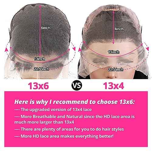 Lace Front Wigs Human Hair: 13x6 Deep Wave Lace Frontal Wigs Human Hair Glueless Wigs for Women 180% Density HD Transparent 26 Inch Deep Curly Lace Front Wig Human Hair Pre Plucked with Baby Hair