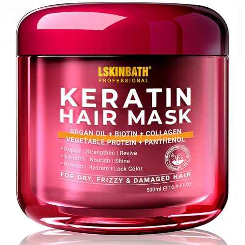 Keratin & Collagen Repair Hair Mask for Damaged Hair | Deep Conditioner Revives Dry, Frizzy, Bleached & Color-Treated Hair | With Argan Oil & Biotin | Treatment for Split Ends | 500ml