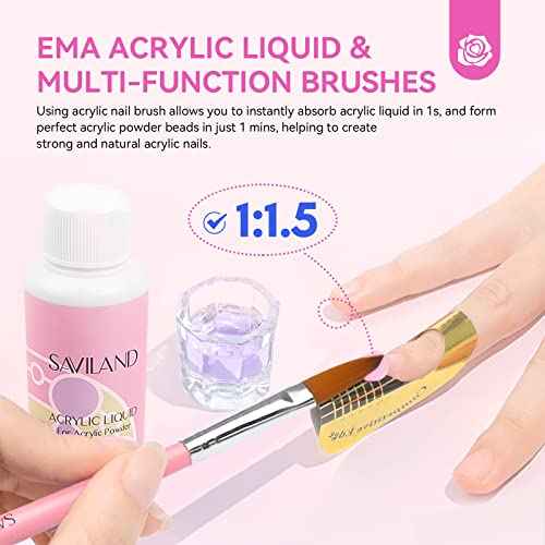 SAVILAND Acrylic Nail Kit with Everything: Professional Complete Acrylic Nail Set for Beginners with Monomer Liquid Gel Nail Polish U V Nail Light Gift for Women