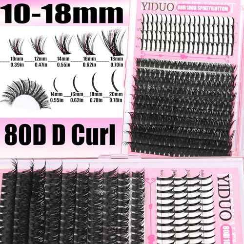 Volume Lash Clusters Kit with Spikes+Bottom Clusters Eyelash Extensions with Lash Bond and Seal 80D 100D Thick Manga Spiky Lash Extension 540Pcs 10-18mm Wispy D Curl Individual False Eyelashes