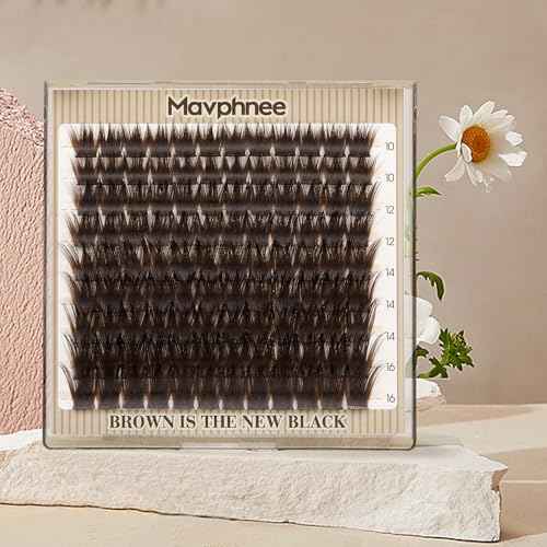 Brown Eyelash Clusters Wispy Volume Cluster Lashes Faux Mink Lash Clusters Fluffy Cluster Eyelash Extensions Thick Lash Extensions Dark Brown Individual Lashes Clusters (108PCS, CC Curve, 10-16MM)