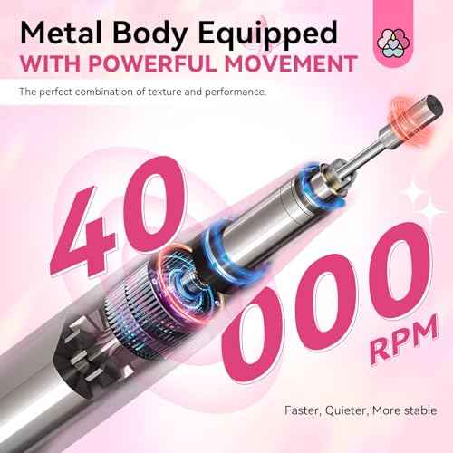 SAVILAND Professional Electric Nail Drill Machine: 40000RPM Rechargeable Nail Drill File with 4000mAh Battery, Ceramic Bit and Sanding Bands for Manicure, Pedicure, Shaping & Acrylic Removal Salon Use