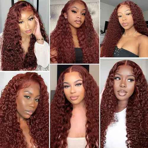 Color #33 Reddish Brown Bundles Human Hair Deep Wave 3 Bundles 32 32 32 Inch Unprocessed Brazilian Virgin Remy Copper Red Deep Curly Bundle Human Hair Extensions