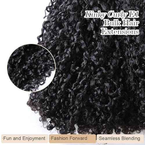Afro Kinky Bulk Human Braiding 100% Unprocessed Brazilian Virgin Human Hair Extensions Micro Kinky Curly Braids Hair Braids Double Drown Full End Bulk Hair 14 Inch 300g