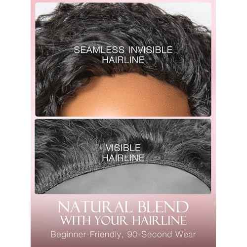 ASHINE Half Wig Human Hair Burmese Curly 180% Density Wear and Go Glueless Wig for Women Flip Over Natural Black 18 Inch with Clips and Drawstring