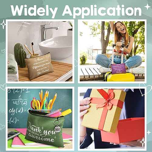 Panelee 48 Pcs Christmas Gifts for Women Makeup Bags and Keychains Inspirational Appreciation Gifts for Teacher Coworker Nurse Volunteer Cosmetic Bags Thank You Gift
