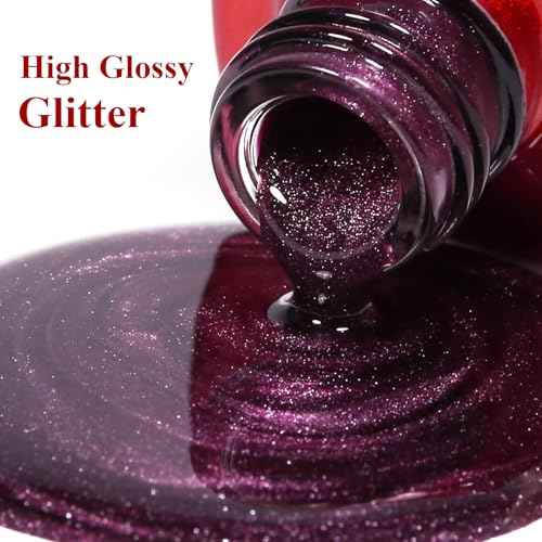 Cat Eye 0.5 Fl Oz Plum Purple Magnetic Gel Nail Polish With Magnet UV LED Holographic Glitter Gel Nail Art DIY Manicure