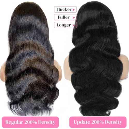 24 Inch Body Wave Lace Front Wigs Human Hair 200% Density 13x6 HD Lace Frontal Wig Pre Plucked Tangle-free Body Wave Wig with Baby Hair Virgin Human Hair Wigs for Women Daily