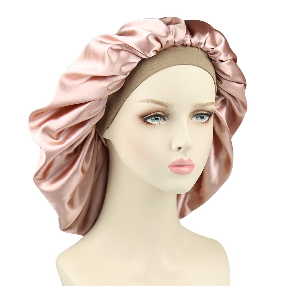 Night Cap Satin Hair Bonnet Sleeping Hat for Women Coral Red