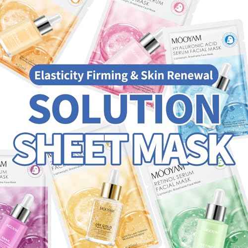 24 Pack Serum Sheet Masks,Facial Masks Skincare for Women,Hydrating & Moisturizing Face Masks for All Skin Types,Smooth,Nourishing,Lightweight