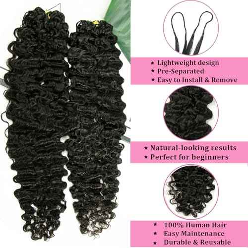BLG Burmese Water Wave Human Crochet Hair 16 Inch 120g Knotless Pre-Separated Crochet Hair Extensions Real Human Hair Burmese Curly Micro-Link Crochet Hair for Women