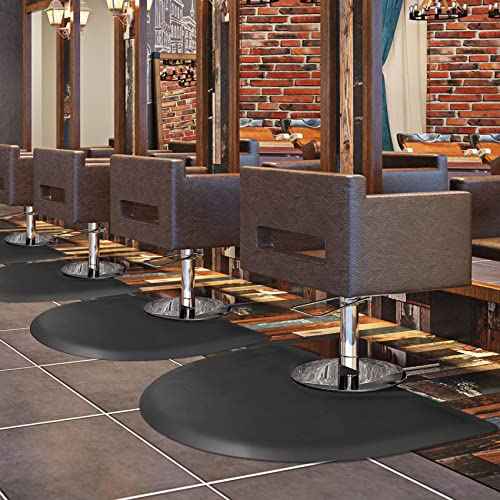 Salon mats for Hair Stylist 3¡Çx5¡Ç Barber Shop Salon Floor Chair Mat -Black Semi Circle Hair Stylist Station Anti Fatigue Salon Mats -1/2" Thick Salon Standing Mat