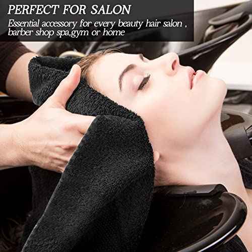 Shimeyao 48 Pack Bleach Proof Towels Microfiber Absorbent Bleach Resistant Hair Quick Dry Towels Bulk for Gym Bath Spa Home Hair Drying, 16 x 27 Inches (Black)
