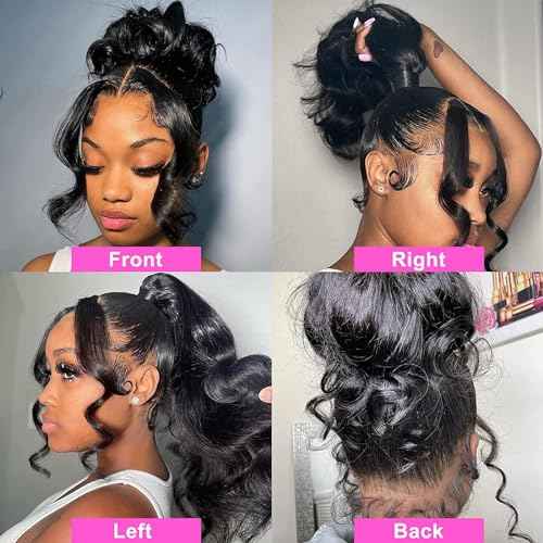 360 Lace Frontal Human Hair With Baby Hair - Body Wave HD Transparent Lace Frontal, Raw Virgin Human Hair, 360 Closure Natural Color 22 Inch