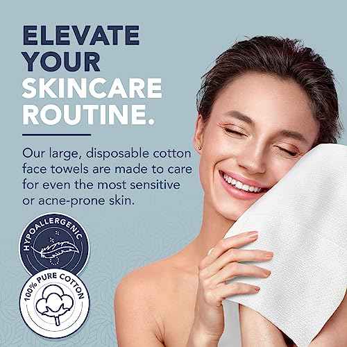 100% Pure Cotton Face Towels ? 80 Count Large Disposable Wash Cloths for Face Washing, Makeup Removal & Acne Care | Ultra Soft, Hypoallergenic & Fragrance-Free