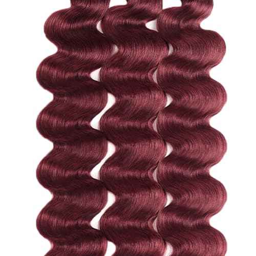 #99J Burgundy Bundles Human Hair Body Wave Bundles 22 22 22 Inch Wine Red Body Wave Bundle Human Hair Extensions Unproceesed Virgin Hair 50 Gram Per Bundle 3 Bundle