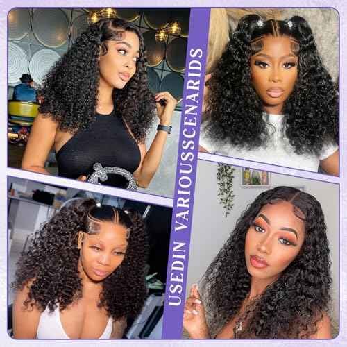 Bob Wig Human Hair 13x6 Lace Frontal Deep Curly Wave, 200 Density Short Wigs for Black Women, Pre Plucked with Baby Hair Natural Hairline Easy to Style (18 Inch)