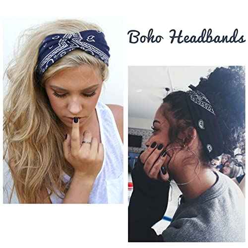 AKTVSHOW Headbands for Women Knotted Headband Elastic Head Bands Women's Hair Band Non-Slip Turban Printed Stylish Sport Sweat Hair Wrap for Girls Cute Hair Accessories 4PCS