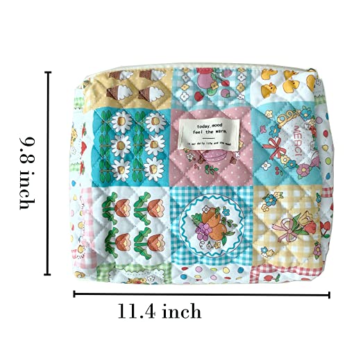 TWOYOMN Large Makeup Pouch Bag Cute Travel Cosmetic Bag for Women and Girls（Colorful）