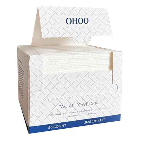 Disposable Face Towels 10"¡¿12" Makeup Remover and Clean Soft and Thick Dry Wipes Facial Tissue XL Towelettes 50 Count