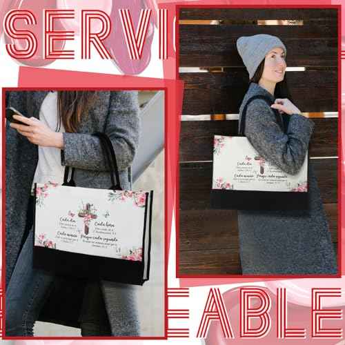 Aliceset 2 Pcs Christmas Christian Gifts for Women Spanish Inspirational Religious Gifts for Women Reusable Grocery Bags
