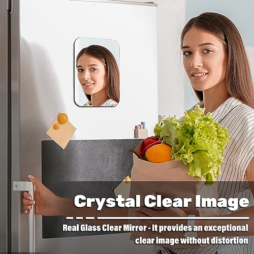 Magnetic Locker Mirror | Frameless Glass with Strong Magnetic Backing, Rounded Corners & Smooth Polished Edges | HD True Reflection for Dorm, Gym, Office, Fridge, Toolbox (7 * 9 Inch)