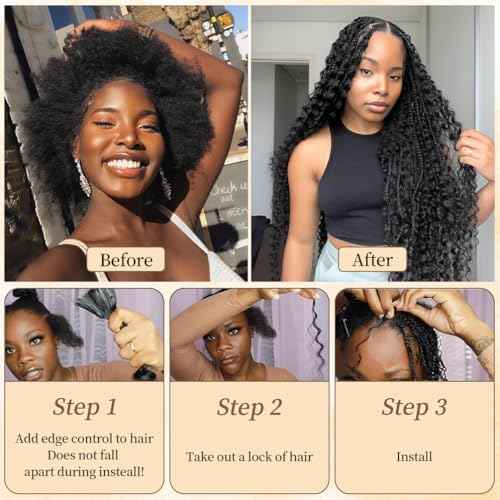 Human Braiding Hair for Boho Knotless Braids 2 Bundles 22 Inches 120g Deep Wave 10A Brazilian Virgin Human Bohemian Hair for Braiding Auburn Brown 30