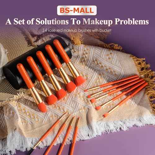 BS-MALL Makeup Brush Set 14 Pcs With Case - Foundation Brush, Concealer Brush, Blush Brush & Flawless Application ? Complete Luxury Cosmetic Brush Kit For Travel & Daily Use