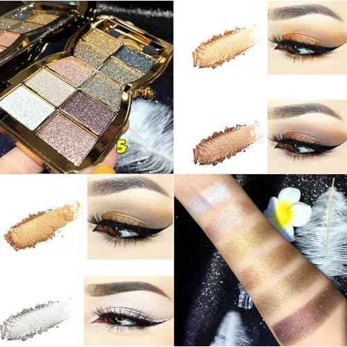 Glitter Eyeshadow Palette, 10 Colors Sparkle Shimmer & Matte Eye Shadow Highly Pigmented Waterproof Long Lasting Makeup Set (Color 5)