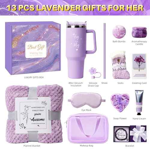 Birthday Gift for Women, Luxury Self Care Spa Gift Basket with Blanket for Mom, Wife, Sister, Friend, Girlfriend, Grandmother, Get Well Soon & Christmas gift for Her