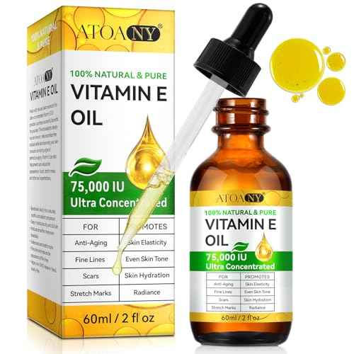 Vitamin E Oil, Pure Vitamin E Oil, Vitamin E Oil Blend 75,000 IU for Plump Skin, Reduce Fine Lines & Scars, Moisturizing Skin, for Skin, Scars, Face & Full Body- 2Fl Oz