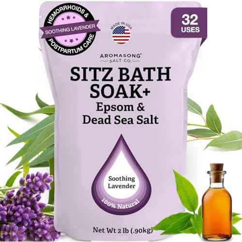 Aromasong Sitz Bath Soak 2lb ? Sitz Bath Salt for Hemorrhoid & Postpartum Care ? Dead Sea & Epsom Salt Soak with Lavender, Chamomile & Tea Tree ? Natural Sitz Bath Salts ? Made in USA