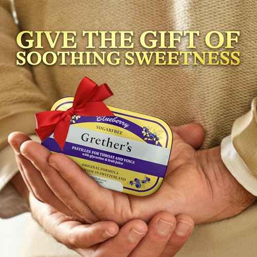 GRETHER'S Sugarfree Blueberry Pastilles Natural Remedy for Dry Mouth Relief - Soothing Throat & Healthy Voice - Long-Lasting Fruit Flavor, Gift for Singers - Gluten-Free - 4-Pack - 3.75 oz