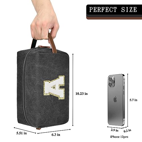 Travel Toiletry Bag for Men Initials - Graduation Gifts for Him, Personalized Shaving Kit Bag Hanging Dopp Kit - Travel Essentials, Bathroom Shower Bag for Toiletries Accessories Gifts for Men - X