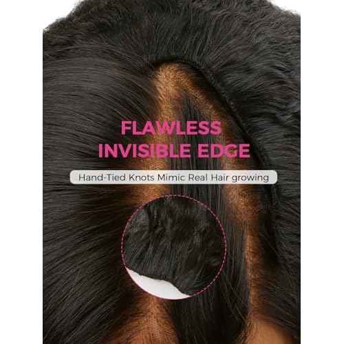Lashey V Shape Invisible Clip in & Lace Clip in Hair Extensions Human Hair, 18 Inch 120g Set (1 V-Shaped + 2pcs Lace Clip ins), Natural Black Kinky Straight No Leave Out Hair Extension for Women