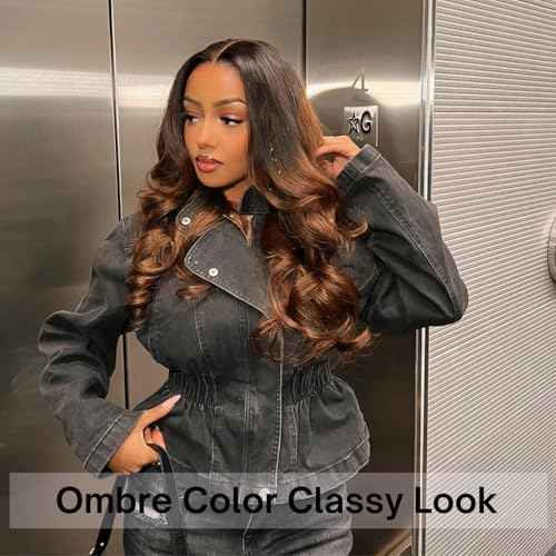 Chestnut Brown Ombre Color T1B/2/30 Human Hair Body Wave Single Bundle, Thick 12A Brown 3 Tone Ombre Bundles With Dark Roots 100% Remy Hair Wavy Sew In Quick Weave Keep Soft after Washes 12 IN