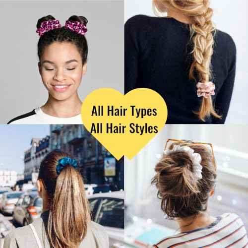 PARISBELLA Satin Silk Scrunchies For Hair Sleep, No Damage Satin Hair Ties for Women and Girls, Black White and Grey, Pack of 3