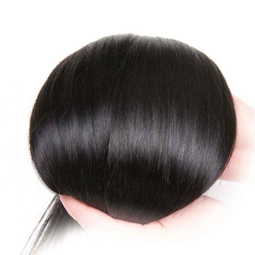 Straight Human Hair Bundles 16 18 20 Inch 1B Color Natural Black Human Hair 12A Unprocessed Native Virgin Hair 100/PC 3 Extensions Wet and Wavy Weave for Women