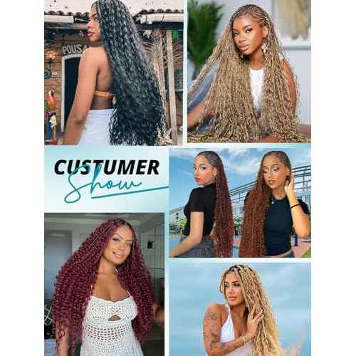 160g 5 Bundles/Pack Ombre Brown Human Braiding Hair for Boho Braids 24 Inch Curly Boho Hair for Braiding Knotless 12A Deep Wave Bulk Bohemian Color P1B/30