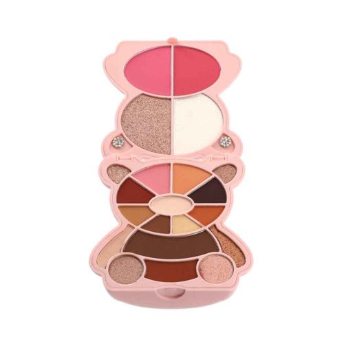 KimChi Chic Teddy Kim Palette - 17 Playful Eyeshadows, 2 Blushes, 2 Highlighters, Cruelty Free Makeup Palette, Girlfriend Pink 1.09oz