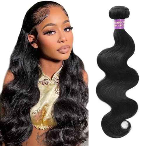 14A Human Hair Bundles Body Wave One Bundle 100% Unprocessed Brazilian Virgin Hair Bundles Double Weft Weave Body Wave Human Hair Natural Black Color (one bundle, 30)