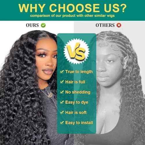 Sweetie 22 Inch Deep Wave Lace Front Wigs Human Hair 210% Density 13x4 HD Transparent Lace Frontal Wigs Deep Curly Human Hair Wig for Women 12A Deep Curly Wigs Human Hair Pre Plucked with Baby Hair