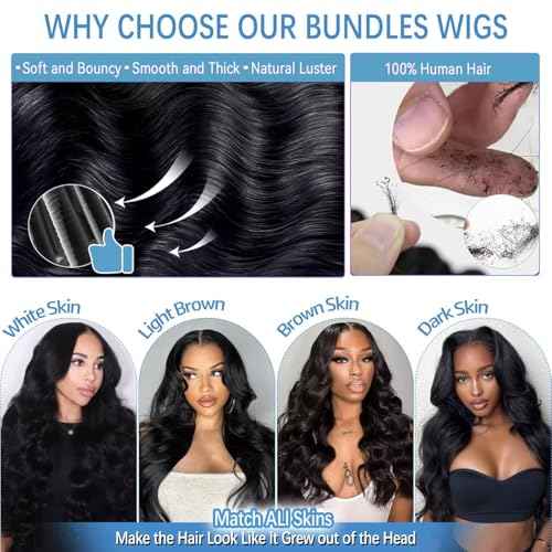 12A Human Hair Bundles 24 26 28 Inch Body Wave Bundles Human Hair 100% Unprocessed Brazilian Virgin Weave 3 Bundle for Women Natural Black Real Body Wavy Human Hair Extensions