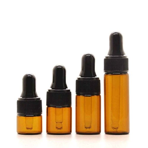 ZbFwmx 50 Pcs Mini Glass Dropper Bottle Lab Dropping Bottles Essential Oil Dropper Bottles Cosmetic Sample Vials Dropping Sample Containers Eye Dropper Dispenser (Black-Brown, 1ML)