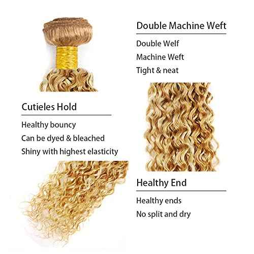 P27/613 Curly Wave Bundles Blonde Bundles Human Hair P27/613 Kinky Curly Bundle Unprocessed Brazilian Virgin Remy Hair 18 20 22 Inch