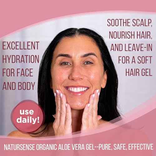 NaturSense Organic Aloe Vera Gel from 100% Pure Aloe. Great for Hair, Scalp, Face, Dry Skin, Acne, Sunburn, Sensitive Skin. Unscented, Same Formula, Organic Ingredients, 64.2 oz. (64.2 Fl. Oz.)