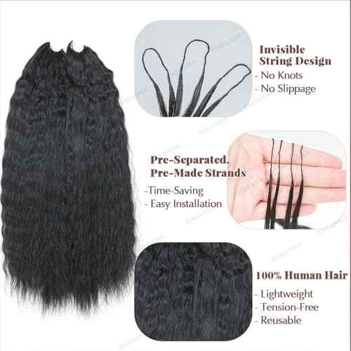 Feather Crochet Human Hair Extensions Wet and Wavy Knotless Pre-Separated Crochet Hair Extensions Human Hair With String In The Middle Braid 18inch 60g