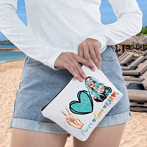 WZMPA Singer Inspired Cosmetic Bag Latin Singer Fans Gift Peace Love Singer Makeup Zipper Pouch Bag For Music Lover (Love KAROL)