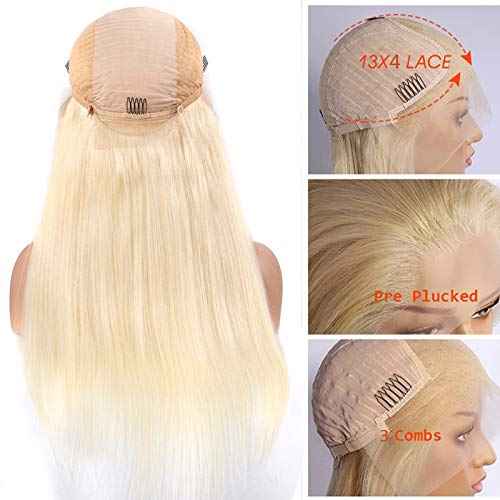 Lace Front Human Hair Wig Pro Deep Parting Blonde Lace Wigs with Pre Plucked Hairline and Baby hair Thick 150% Density Glueless 613 Frontal Wigs Bleached Knots Short 20 Inch