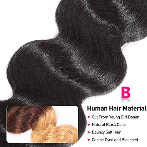 Flady 10A Brazilian Virgin Hair Body Wave 4 Bundles Unprocessed Virgn Human Hair Weave Brazilian Body Wave Bundles Natural Color (16 18 20 22inch)